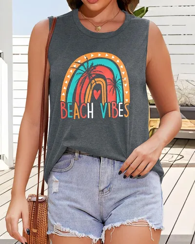 Miniatura 5 de Camisetas sin mangas para mujer, camisetas de verano sin mangas, casuales, holgadas, blusas tipo túnica
