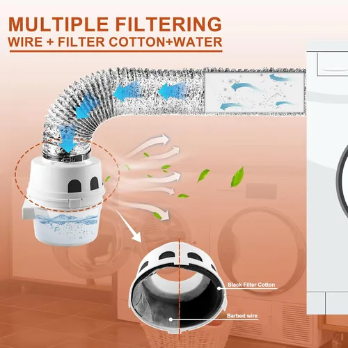 Miniatura 5 de Kit de ventilación para secadora interior Cenipar TDIDVKZW con filtro 3 en 1 y conducto de manguera Proflex de 4 pulgadas por 5 pies para secadoras