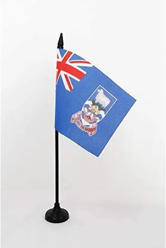 Miniatura 50 de Bandera de mesa de Anguila de 4 x 6 pulgadas, bandera de escritorio británica de Anguila, 5.9 x 3.9 in, palo y base de plástico negro AZ FLAG