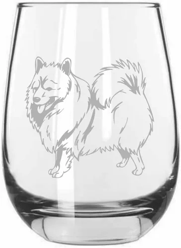 Miniatura 209 de Sakhalin Husky Dog - Copa de vino grabada personalizada de 15.25 onzas sin tallo