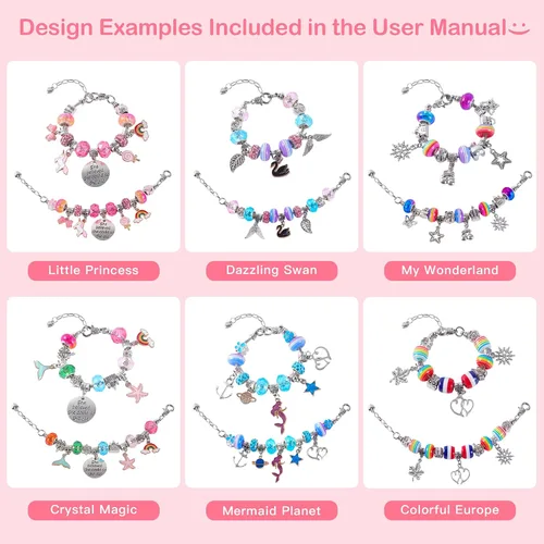 Miniatura 5 de Kit de Fabricación de Pulseras con Abalorios de ELLENER - Un Regalo Perfecto de Cumpleaños y Vacaciones para Niñas de 6, 7, 8, 9, 10 Años con Caja
