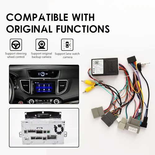 Miniatura 3 de Arnés de cable estéreo para automóvil de 16 pines con caja Canbus para Honda CRV 2015-2016 2.4L, Civic 2014-2015, retención de fábrica LaneWatch