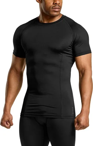 Miniatura 8 de ATHLIO Paquete de 1 o 3 camisetas de compresión de manga corta para hombre, camisetas deportivas de capa base, camiseta de entrenamiento atlético