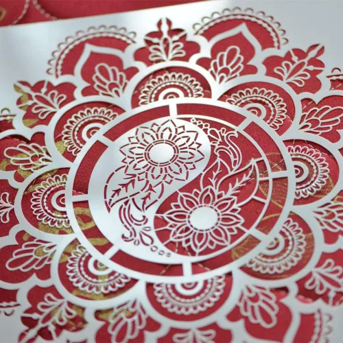 Miniatura 6 de Plantilla DIY para manualidades 30x30 cm Floral Mandala Yinyang Plantilla reutilizable para muebles, manualidades en madera, álbum de recortes