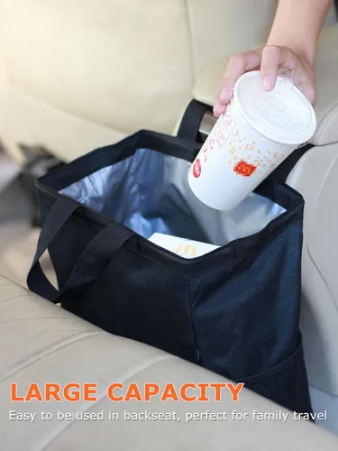 Miniatura 3 de Ginsco Nueva Bolsa de basura de viaje a prueba de fugas, 3.5 galones, gran capacidad, para colgar en el automóvil, con tapa de gancho y bucle