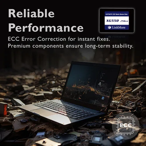 Miniatura 5 de LinkMore XG550 256GB 2.5" SATA III (6Gb/s) SSD interno, unidad de estado sólido, velocidad de lectura de hasta 540MB/s, 2.5 pulgadas para portátiles