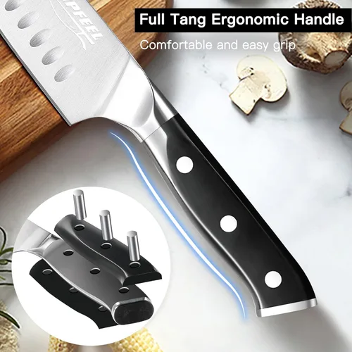 Miniatura 4 de Topfeel Juego de cuchillos de chef profesional, cuchillo afilado, juego de cuchillos de cocina alemanes de acero inoxidable de alto carbono, 3