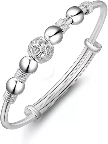Pulseras de plata de ley 925 con cuentas de plata de ley 925, pulsera de transferencia de la suerte, pulsera ajustable de moda para mujeres y niñas,