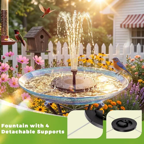 Miniatura 2 de AISITIN Bomba solar de fuente de baño de pájaros de 2.5 W, bomba de fuente solar para baño de pájaros con 6 boquillas, bomba de fuente de agua solar
