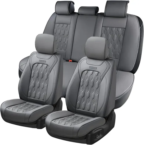 Miniatura 20 de Coverado Fundas de Asientos de Automóvil Juego Completo, Fundas de Asientos de Automóvil de Cuero Impermeables para Dodge RAM 1500 Compatible