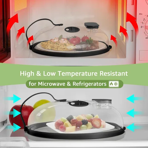 Miniatura 5 de Cubierta contra salpicaduras de microondas con vaporizador de agua para alimentos, protector de salpicaduras de microondas de vapor de 10 pulgadas