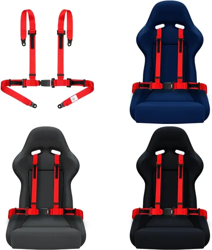 Miniatura 7 de Yakitoko - Juego de arnés de seguridad universal de 4 puntos, 5 cm, para Go Kart, UTV, ATV, rojo para carreras
