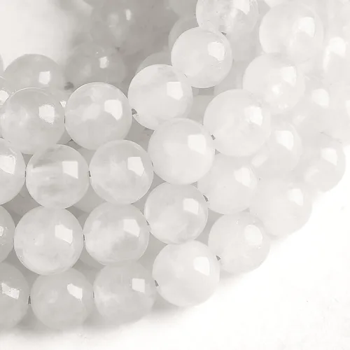 Hixhro 120 cuentas redondas de piedra natural de jade blanco de 0.315 in para la fabricación de joyas
