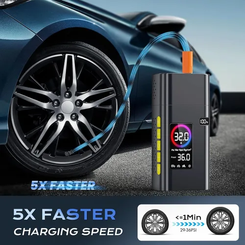 Miniatura 2 de Inflador de neumáticos de 180 psi, compresor de aire portátil, bomba de aire de 26000 mAh para neumáticos de automóvil, bomba rápida de bicicleta 5x
