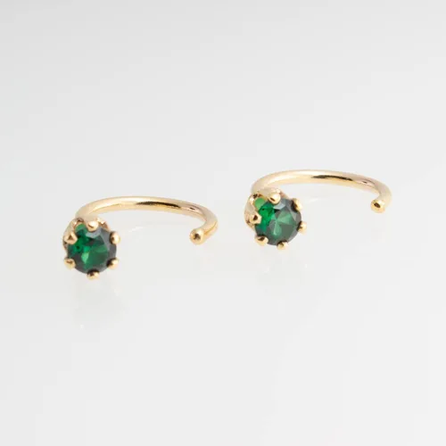 Miniatura 53 de Half Huggie Birthstone Gold Hoop Earrings for Women Tiny Cartilage Stud Piercing Earring Hypoallergenic Earring Screw Back Dainty Hug