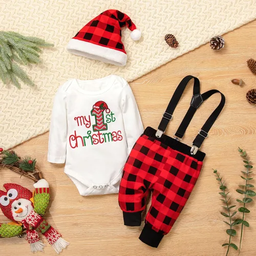 Miniatura 8 de Conjunto de 4 piezas de ropa de Navidad para bebé, niña y niño, mi primera Navidad, 0-18 meses