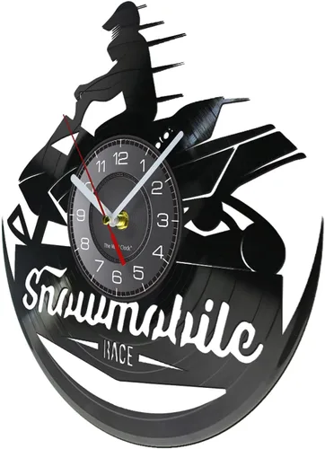 Miniatura 2 de Reloj de pared de 12 pulgadas, para motos de nieve, carreras, reloj de pared de vinilo LP, artesanía, motocicleta, máquina de nieve, reloj de viaje