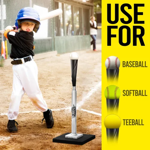 Miniatura 5 de PLAYAPUT Tee de Bateo de Béisbol – Tee Profesional de Bateo para Béisbol/Softbol con Base con Peso, Parte Superior de Goma Flexible, Tee de Béisbol