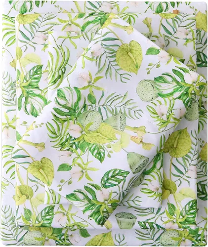 Miniatura 43 de Viviland Juego de sábanas de 3 piezas con estampado botánico de mariposas y flores rosas y moradas, sábanas de microfibra suave y transpirable