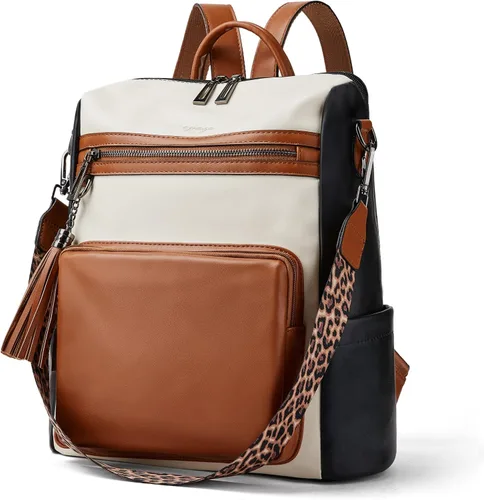 Miniatura 12 de OPAGE - Mochila de cuero para mujer, con borla de moda, bolso de hombro, mochila grande, bolsa de viaje, gris, L
