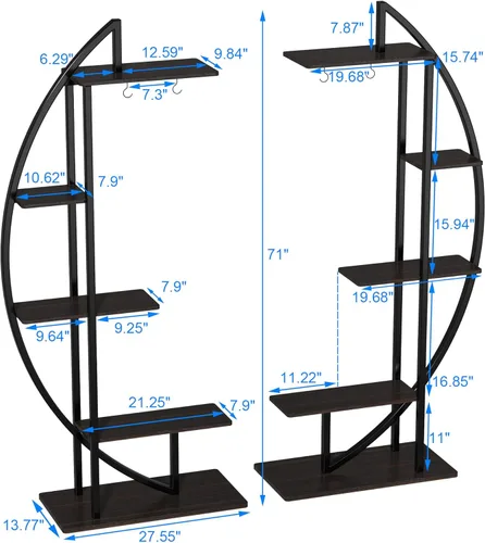 Miniatura 3 de GDLF Soporte alto para plantas, estante grande para plantas de interior, 71 pulgadas, estante de metal con gancho para colgar, diseño más alto