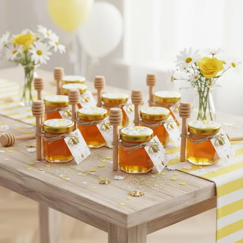 Miniatura 2 de Adabocute Paquete de 20 mini tarros de miel con gotero, perfectos para regalos de baby shower y recuerdos de boda, incluye etiquetas colgantes