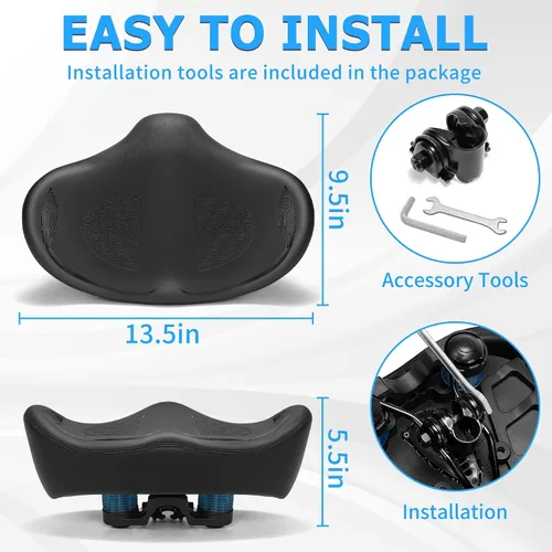 Miniatura 7 de CDYWD Noseless Oversized Bike Seat for Men Women Comfort, Extra Wide Padded Bicycle Seat Cushion, Large Comfortable Bike Saddle for Peloton