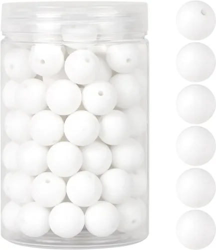 Miniatura 25 de EVERMARKET - 110 cuentas focales de silicona, cuentas de silicona de 0.59 pulgadas para hacer llaveros, cuentas redondas de silicona a granel