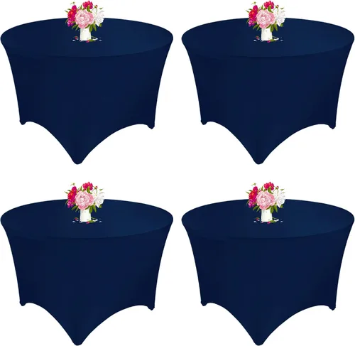 Miniatura 11 de Paquete de 8 Manteles Redondos de Spandex Beige de 5 Pies 60" Cubierta de Mesa Elástica Redonda Mantel de Mesa Redondo Lavable Resistente a Arrugas