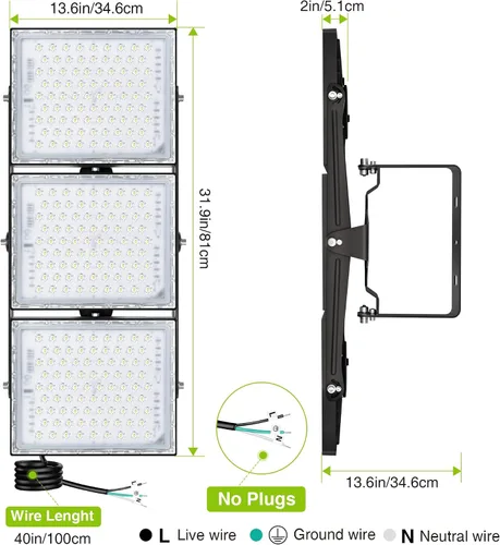 Miniatura 12 de STASUN - Luz de inundación LED para exteriores, 150 W, 15000 lúmenes, 6000 K, luz blanca IP66, impermeable, luz de estacionamiento comercial, 3