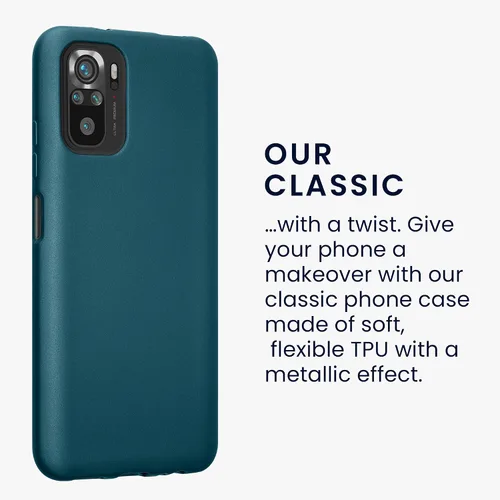 Miniatura 3 de kwmobile Funda compatible con Xiaomi Redmi Note 10 / Note 10S - Funda de silicona TPU metálica suave y delgada - Azul caribeño metálico