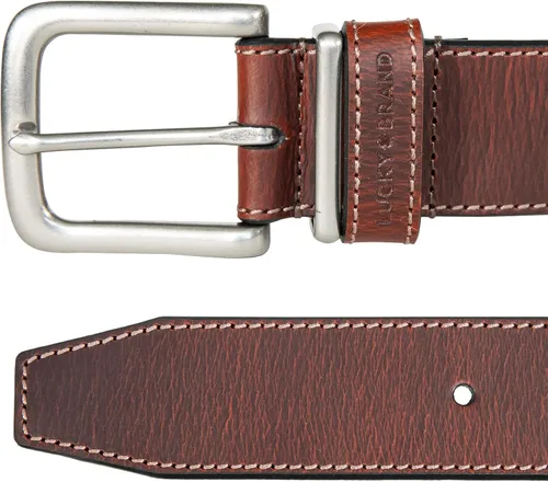 Miniatura 4 de Lucky Brand Cinturón de cuero cosido para hombre Clásico Casual Vestido Todos los días Western Hebilla de metal