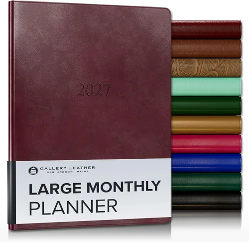 Miniatura 30 de Gallery Leather Agenda Mensual Grande 2025-2026, Elegantemente Encuadernada Planificador de Calendario y Cuaderno con Elegantes Bordes Dorados, 18