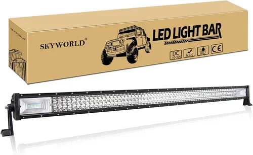 SKYWORLD Barra de luz de 52 pulgadas, 67500 lm, haz combinado de inundación recta, haz combinado de luces LED para automóvil, lámpara antiniebla
