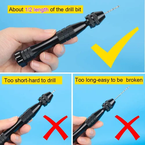 Miniatura 4 de LEOBRO Taladro manual para moldes de resina, tornillo de banco de 12 cm negro con 10 piezas de brocas de acero (0.8-3mm), para taladrar agujeros