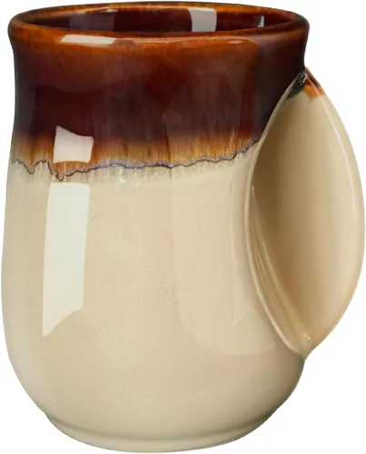 Miniatura 9 de Selamica - Taza de porcelana de 18 onzas con calentador de manos para diestros, taza de café, taza de té para familiares y pareja - Azul