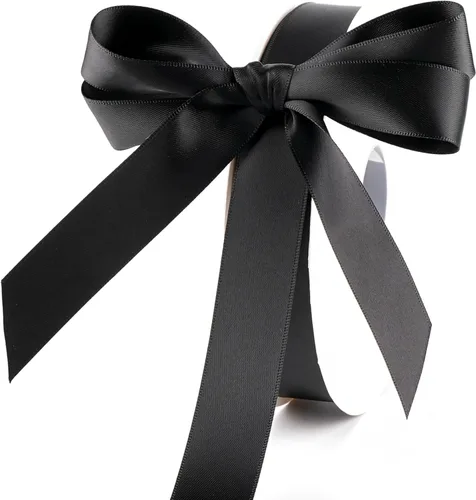 MAYREEL Cinta de satén negra de 7/8 pulgadas de doble cara para envolver regalos, manualidades, lazos para el pelo, decoración de fiesta, ramos de
