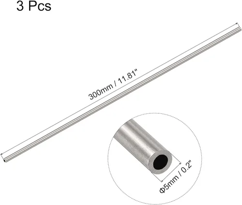 Miniatura 2 de uxcell Tubo redondo de acero inoxidable 304 0.197 in OD 0.039 in espesor de pared 11.811 in longitud 3 piezas