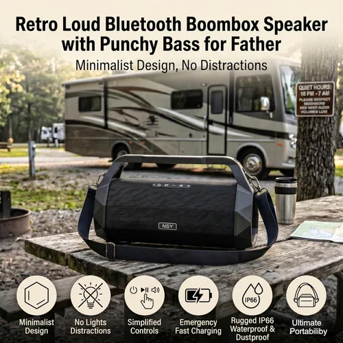 Miniatura 2 de Boombox para exteriores de 120 W, altavoz Bluetooth portátil impermeable con TWS, graves fuertes, correa y mango incorporados, tiempo
