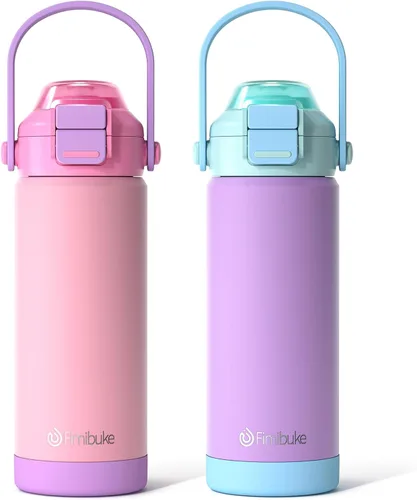 Miniatura 8 de Tazas aisladas para niños con pajita de apertura rápida y pico 2-en-1, tapa hermética de 14 onzas, acero inoxidable al vacío 18/8, sin BPA, tazas