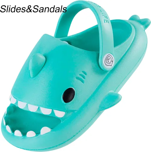 Miniatura 2 de Sandalias de tiburón para niños y niñas, pantuflas de ducha con forma de nube, bonitas sandalias de punta abierta con dibujos animados, suela