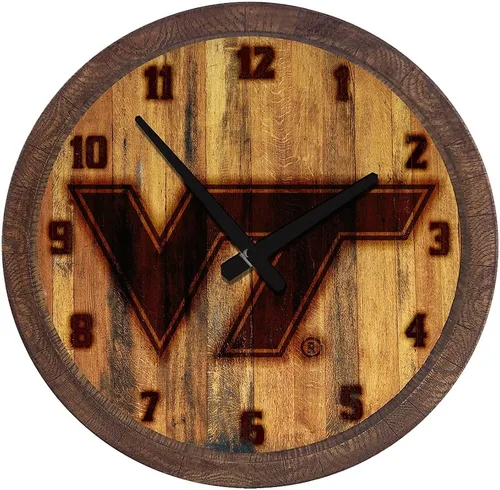 Miniatura 146 de The Fan-Brand NCAA Oklahoma Sooners: Reloj de pared con parte superior de barril de imitación para decoración de bar, decoración de fiesta