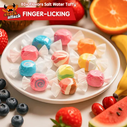 Miniatura 4 de Snack Attack Caramelos de agua salada envueltos individualmente a granel de 1 libra – Caramelos masticables de agua salada, sabores costeros