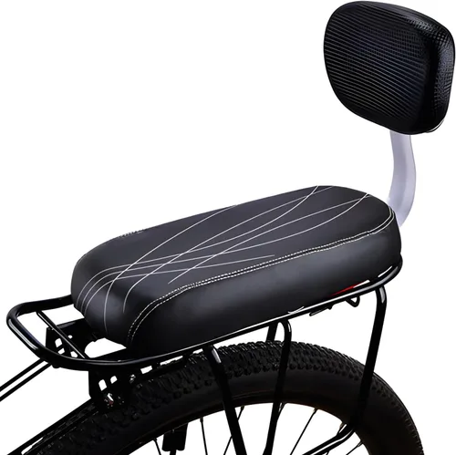 Asiento de bicicleta para niños, cojín de bicicleta de montaña de piel sintética con respaldo