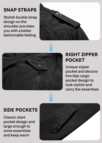 Miniatura 6 de Chaqueta EKLENTSON para hombre, con aislamiento térmico grueso, con múltiples bolsillos, con cremallera delantera, abrigo con forro polar