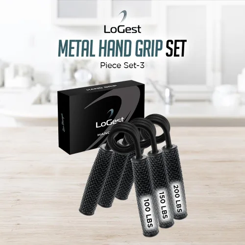 Miniatura 7 de Logest Juego de Agarre de Mano de Metal, 100LB-200LB Paquete de 3, 50LB-200LB Paquete de 4, Fortalecedor de Agarre Antideslizante de Servicio Pesado