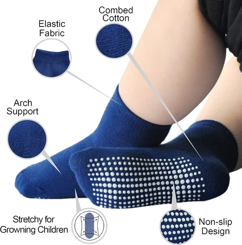 Miniatura 2 de EPEIUS Calcetines de bebé con empuñaduras para bebés y niños pequeños, calcetines antideslizantes de 6/12 pares