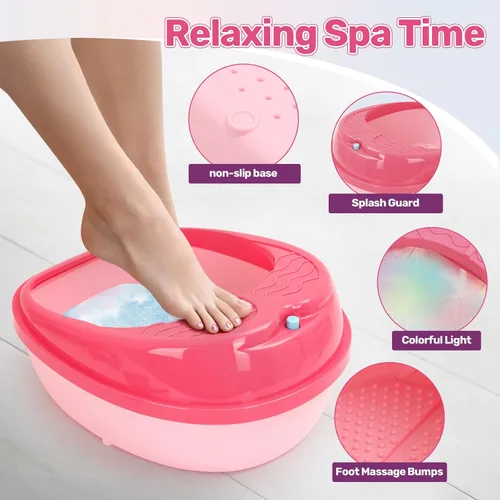 Miniatura 3 de Kit de spa de pies y arte de uñas para niños de 4 a 12 años, juego de spa de pies todo en 1 con luces coloridas y juego de manicura, divertido kit
