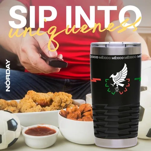 Miniatura 6 de NORDAY Vasos de acero inoxidable de 20 onzas, color negro, Copa de fútbol de México, vaso aislado con tapa, temperatura de hasta 24 horas