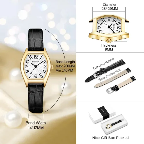Miniatura 6 de Reloj Szaikyri en Forma de Barril para Mujeres con Números Árabes Fáciles de Leer, Reloj de Vestir para Damas